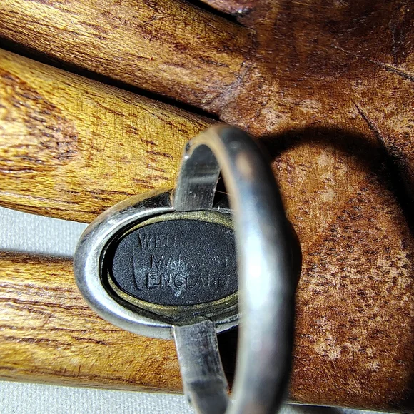 Vintage Black Wedgewood Goddess Sterling Ring Made In England Size 5.5 - Picture 7 of 10